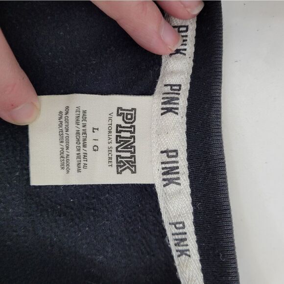 VS PINK sweatshirt crew neck spellout back graphic long sleeve L - Picture 4 of 10